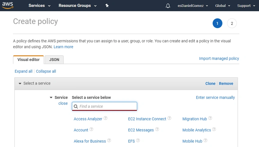 Create an AWS IAM account to deploy our applications with ASP.NET