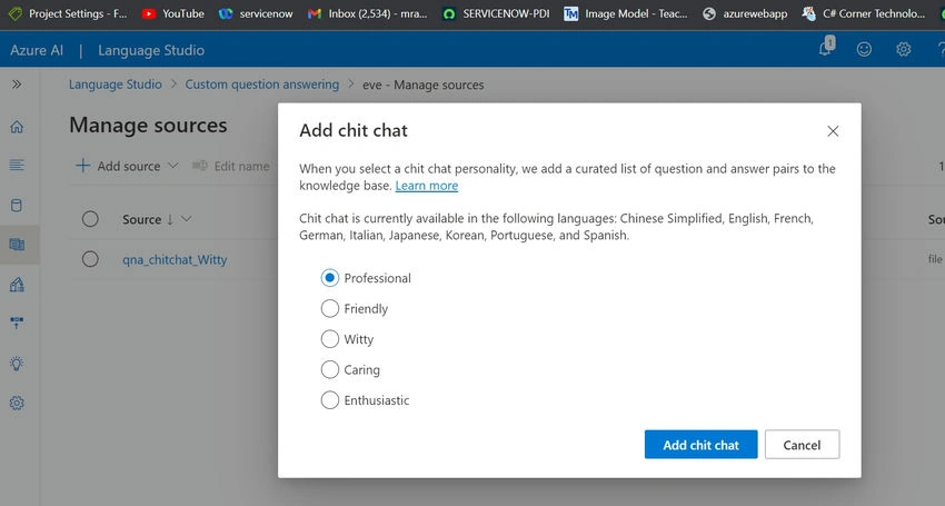 azure knowledge base for your bot