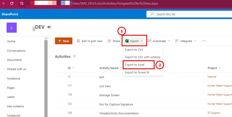 Export to Excel