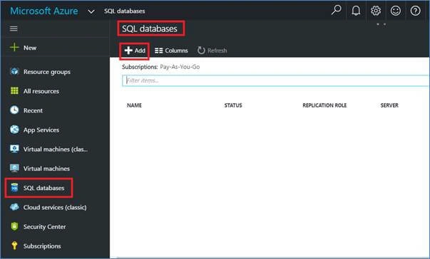 Add a SQL Database