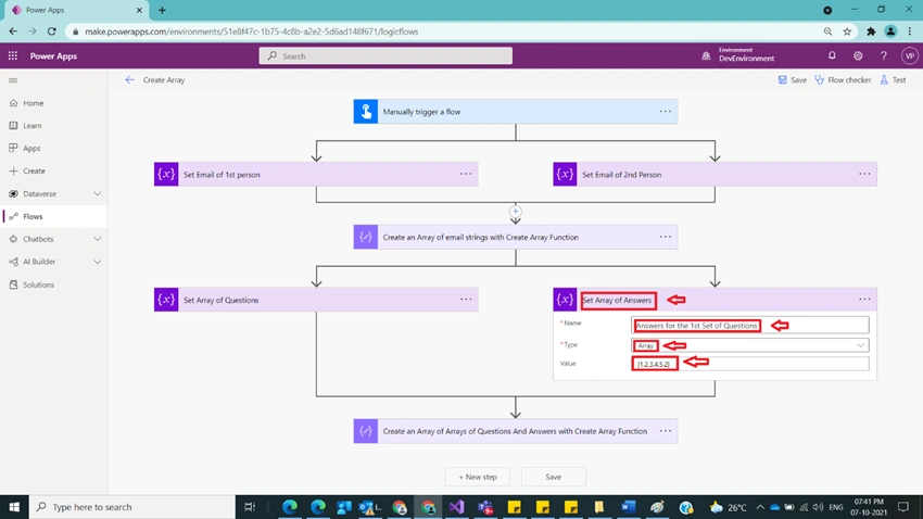 Usage of Create Array Function in Power Automate