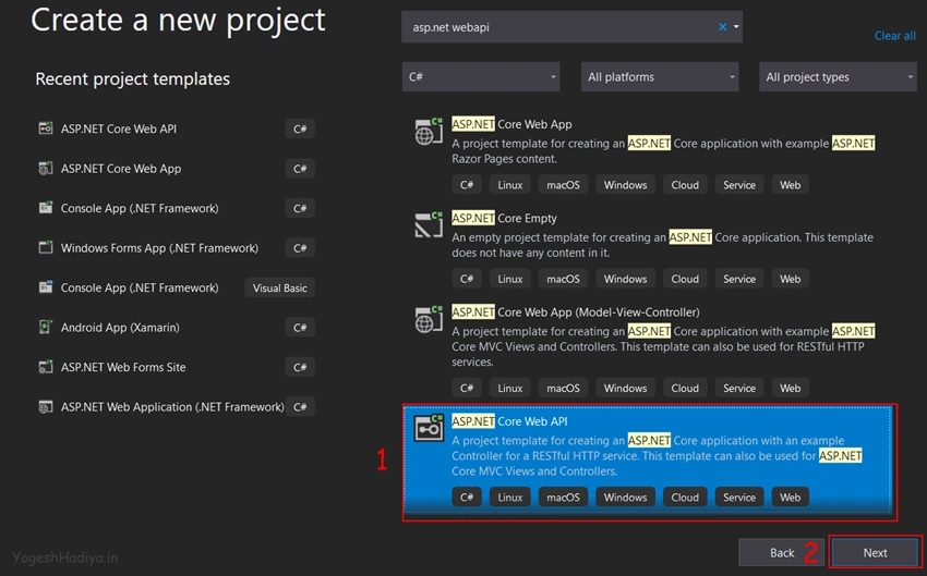 Create Asp.Net Core Web API with Entity Framework Code First Approach