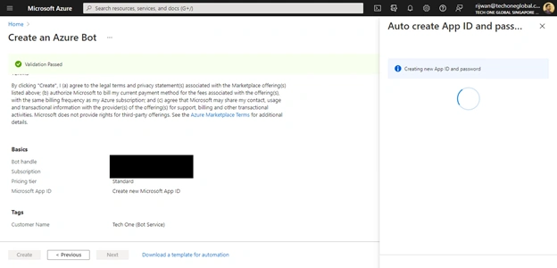 Create Azure Bot Service
