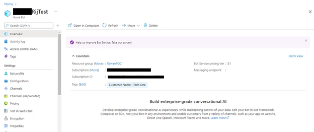 Create Azure Bot Service