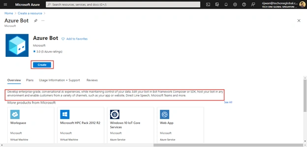 Create Azure Bot Service