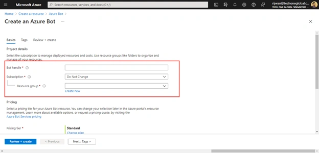 Create Azure Bot Service