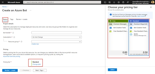 Create Azure Bot Service