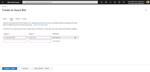Create Azure Bot Service
