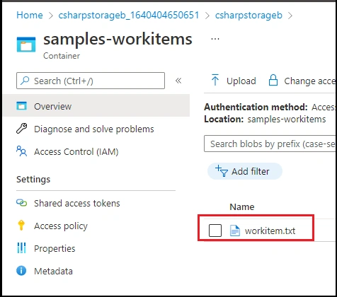 Blob Trigger in Azure Portal