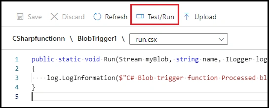 Blob Trigger in Azure Portal
