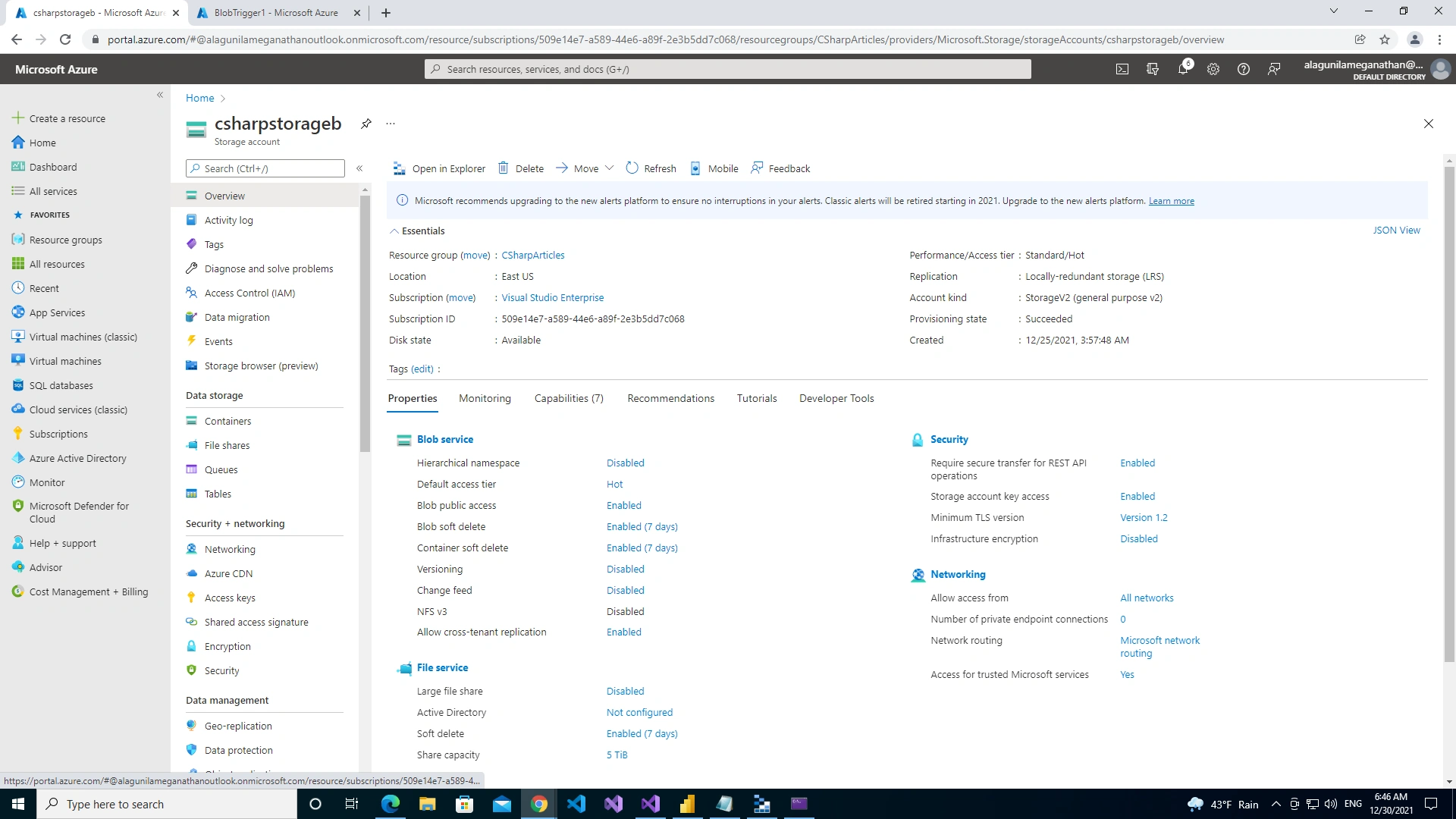 Blob Trigger in Visual Studio