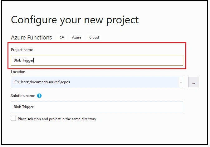 Blob Trigger in Visual Studio