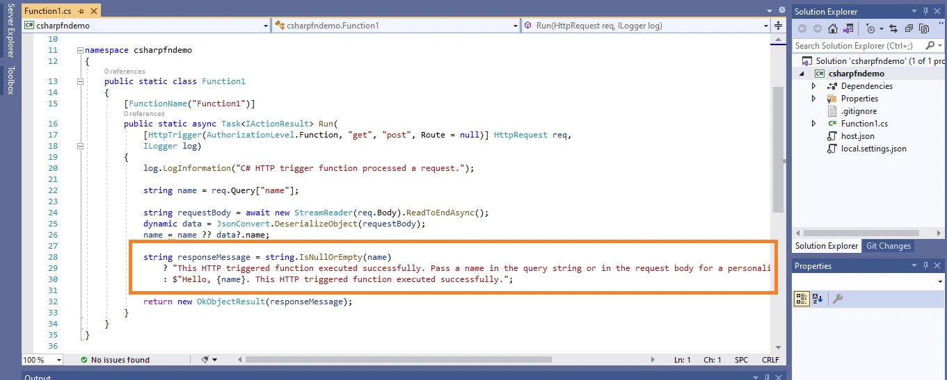 Create Azure Function in Visual Studio