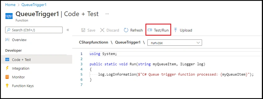 Create Azure Function – Queue Trigger in Azure Portal