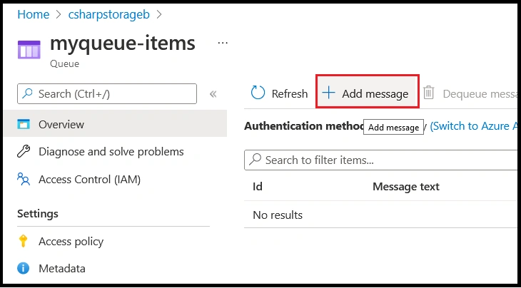 Queue Trigger in Visual Studio