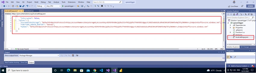 Queue Trigger in Visual Studio
