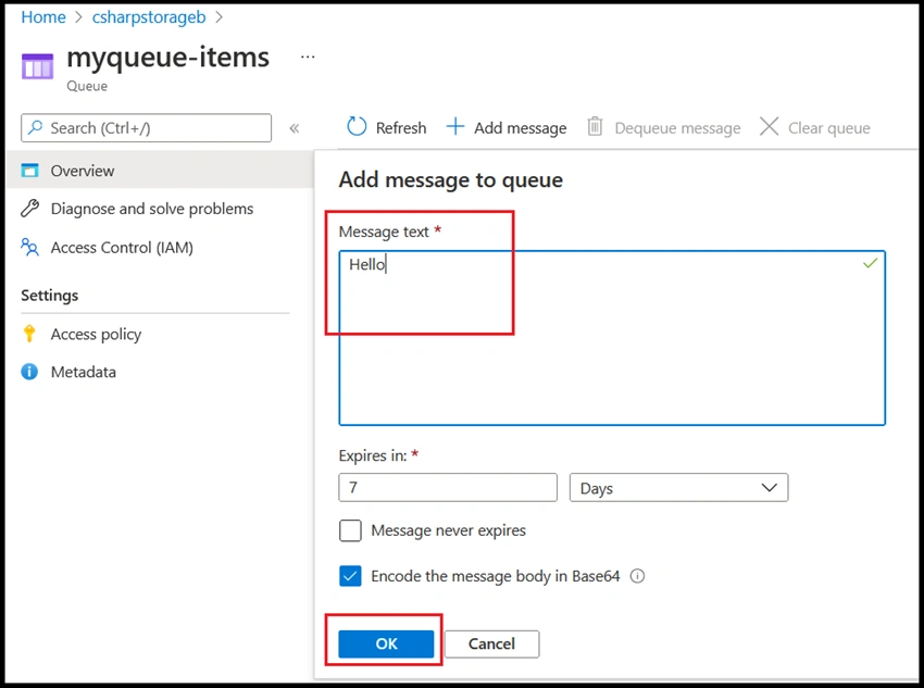 Queue Trigger in Visual Studio
