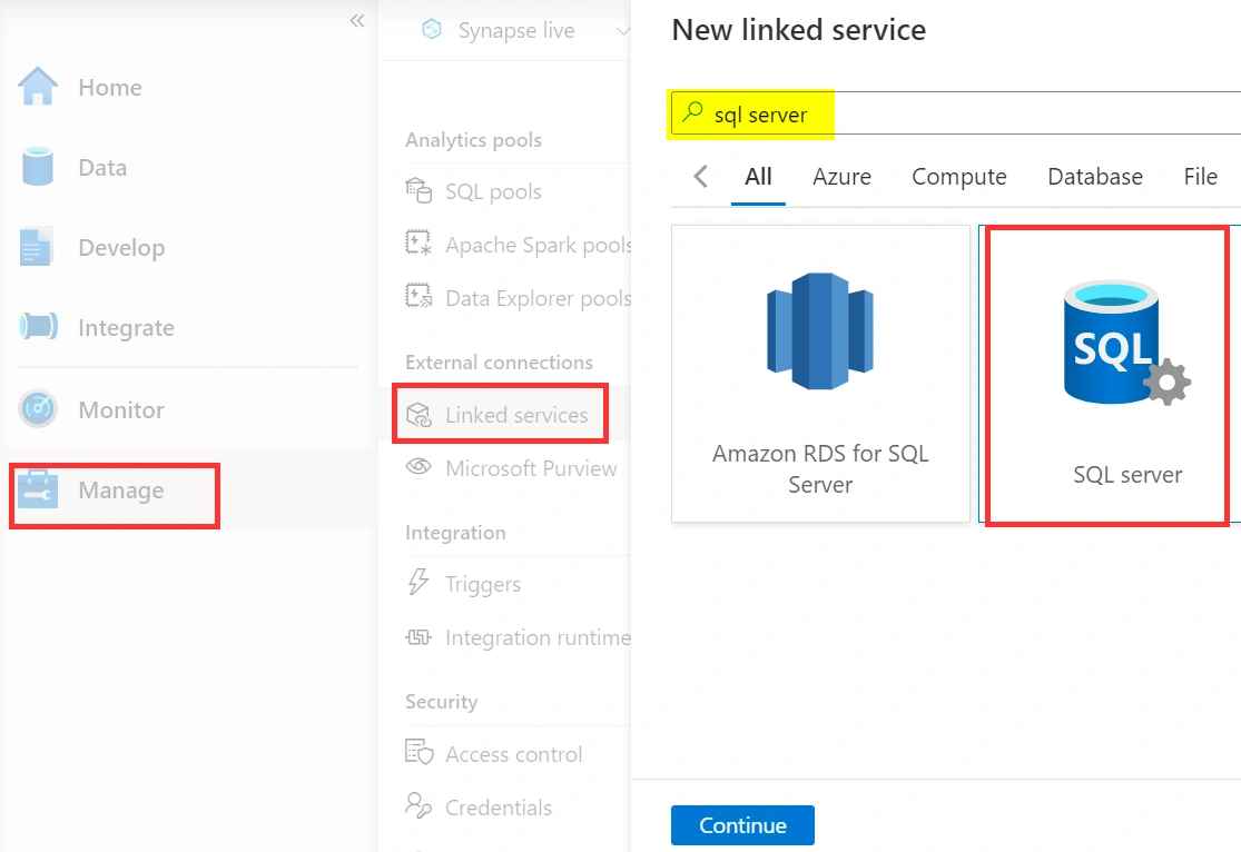 Create Azure Synapse Analytics Link For SQL