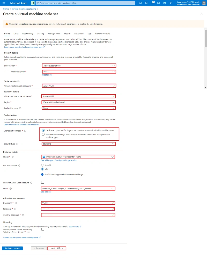 Create Azure virtual machine scale sets
