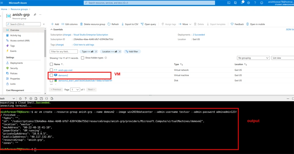 Create Azure Virtual Machine using Azure CLI and Powershell