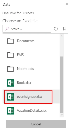 Create Blank PowerApps With Excel As Data Source