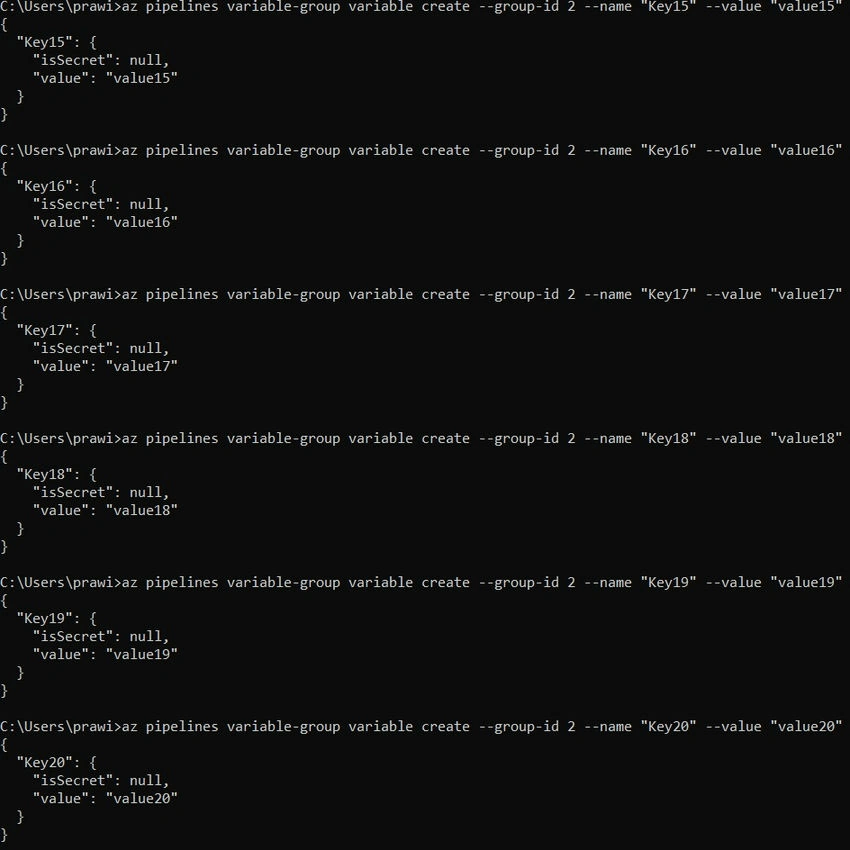 Pipelines variable group