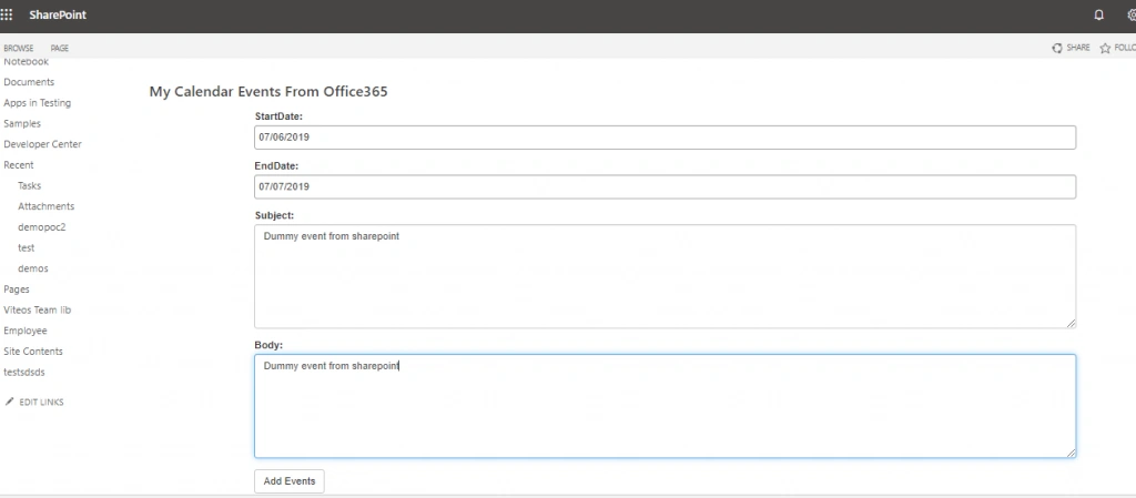 Create Calendar Events From SharePoint Using MS Graph API
