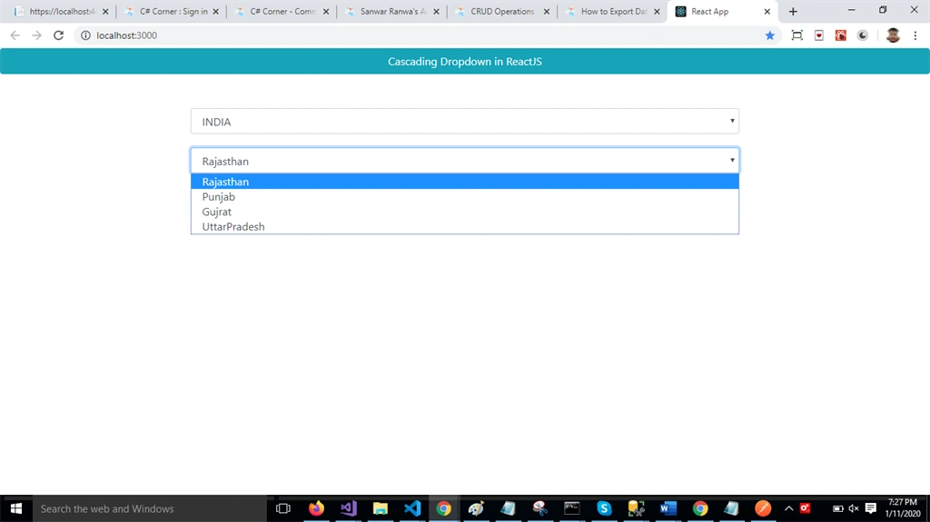 Create Cascading Dropdown In ReactJS