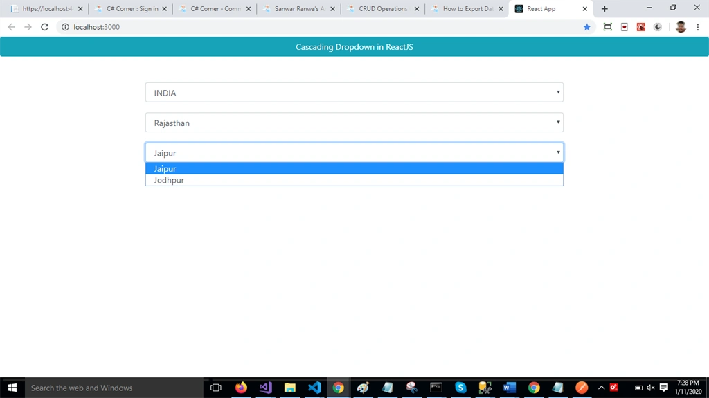 Create Cascading Dropdown In ReactJS