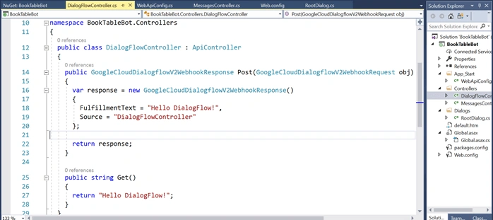 Create Chatbot Using Microsoft's Bot Framework And Dialogflow API - (Bot using Microsoft's Bot Framework)
