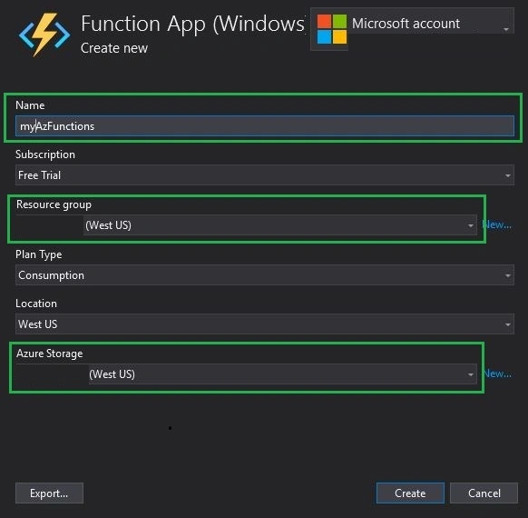 Create Container and Upload Blob using Azure Function in .NET Core