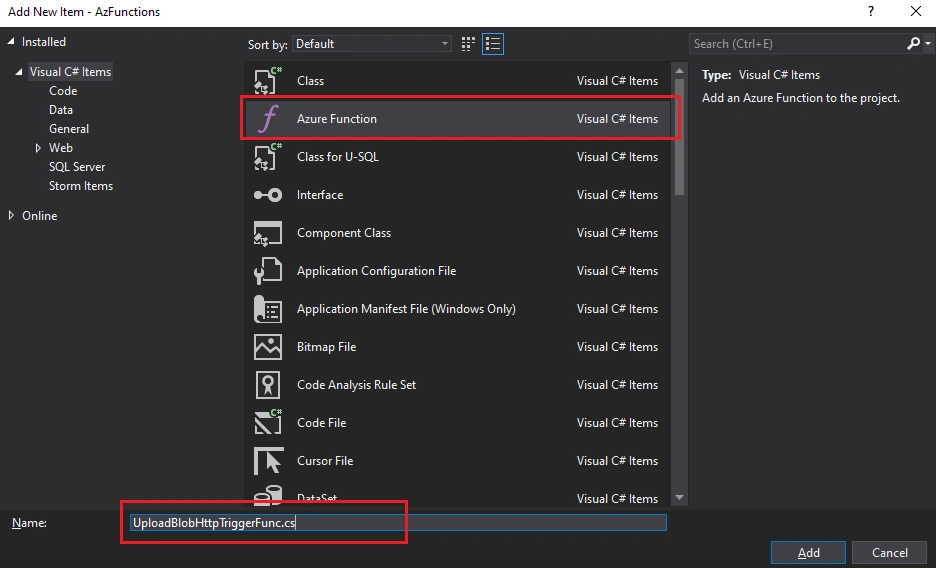 Create Container and Upload Blob using Azure Function in .NET Core