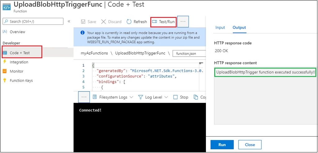 Create Container and Upload Blob using Azure Function in .NET Core