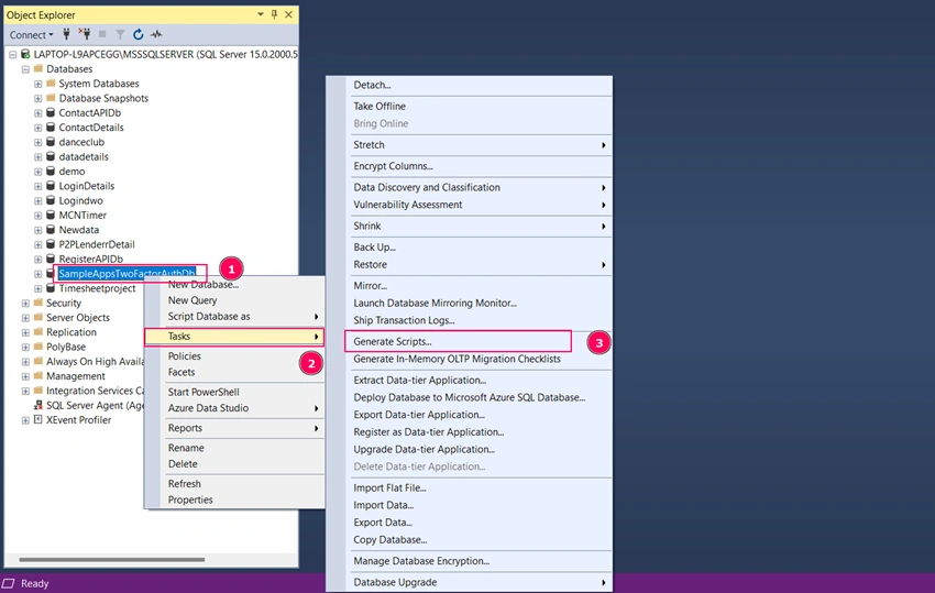 Create Database Script with Table Data In SQL Server