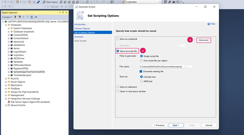 Create Database Script with Table Data In SQL Server