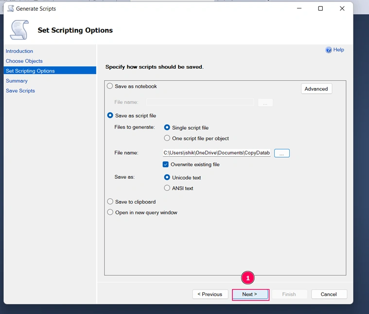 Create Database Script with Table Data In SQL Server