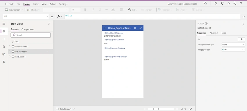 Create Dataverse Expense Details Table and build simple PowerApp using that table