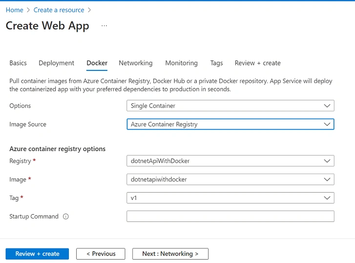 Create, Deploy and Run a dockerized .NET Core app to an Azure container instance