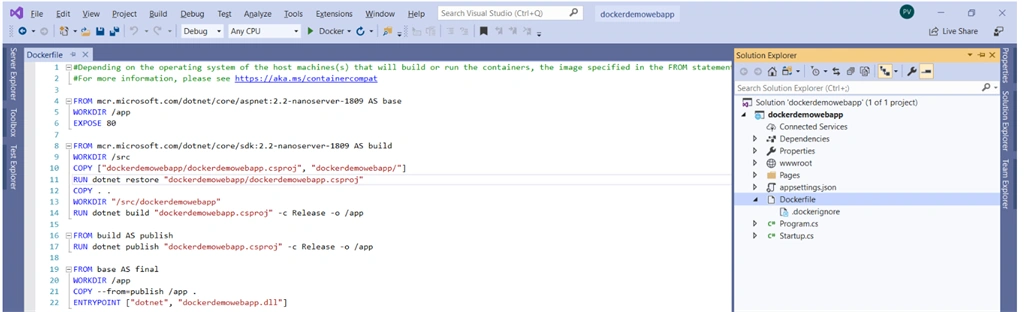 Create Docker Image For Simple Web Application And Hosting Using Visual Studio .NET Core