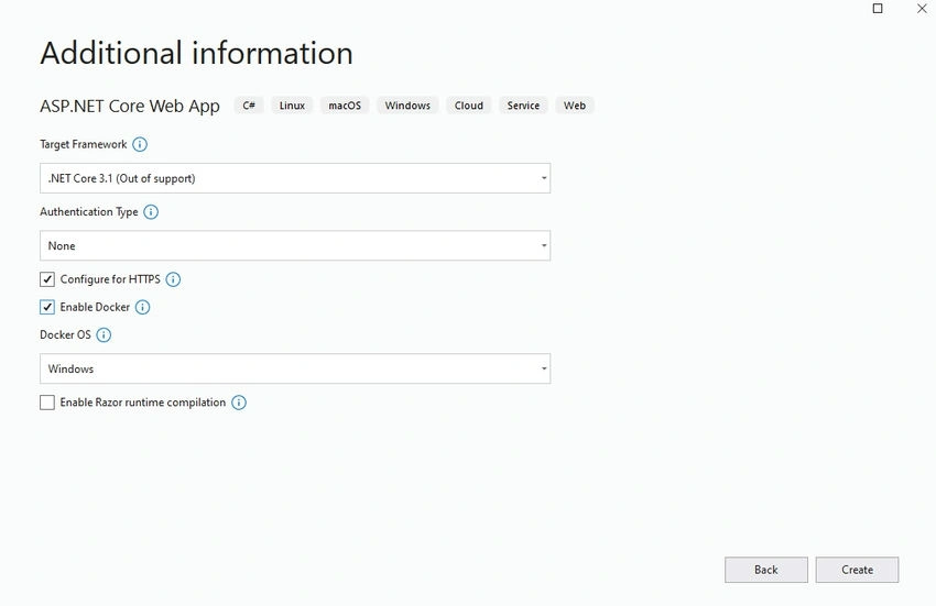 Docker image of web application