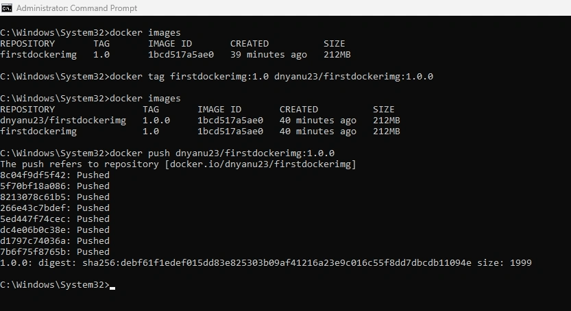 Docker image of web application