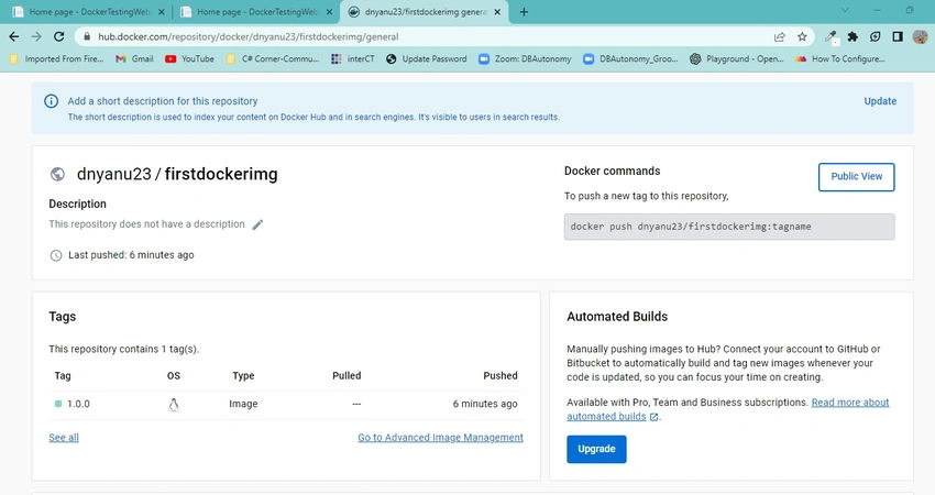 Docker image of web application