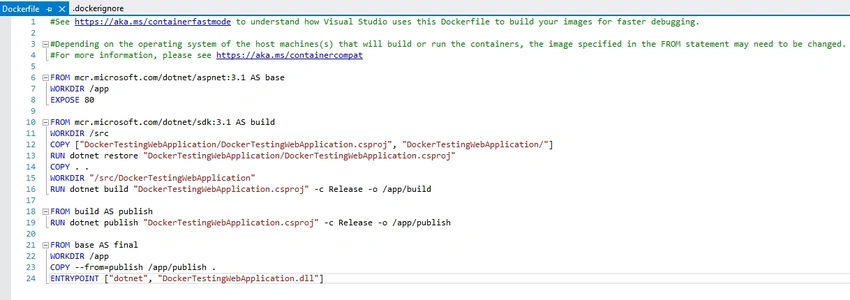 Docker image of web application