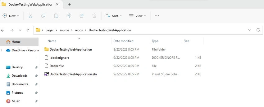Docker image of web application