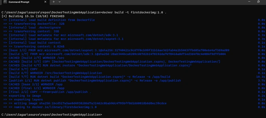 Docker image of web application