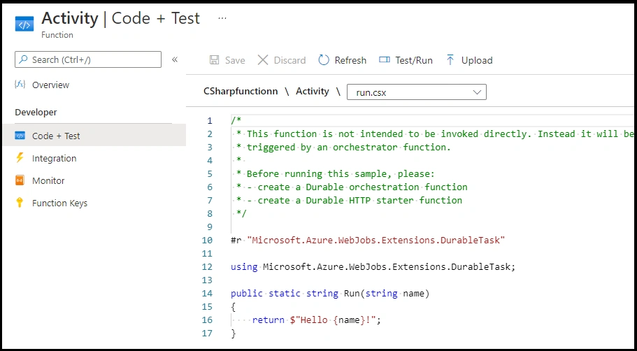 Create Azure Durable Function
