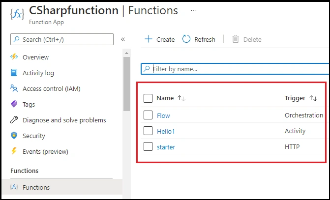 Create Azure Durable Function