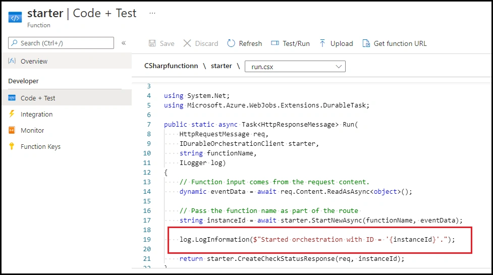 Create Azure Durable Function