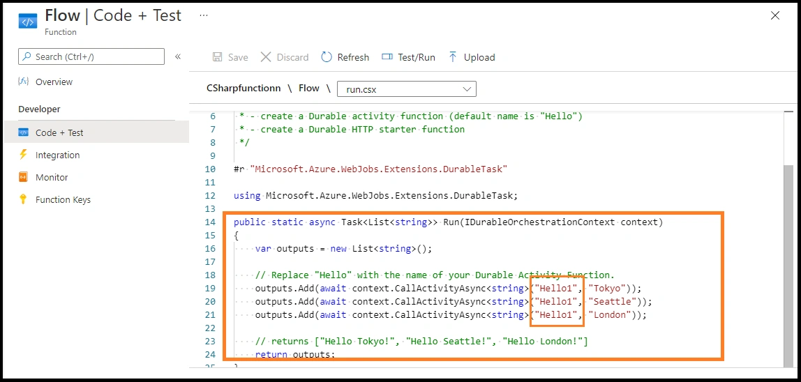 Create Azure Durable Function