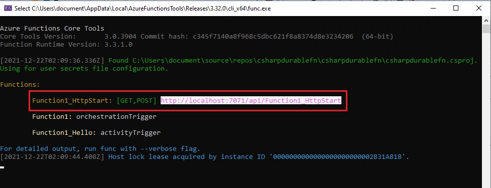 Create Azure Durable Function in Visual Studio